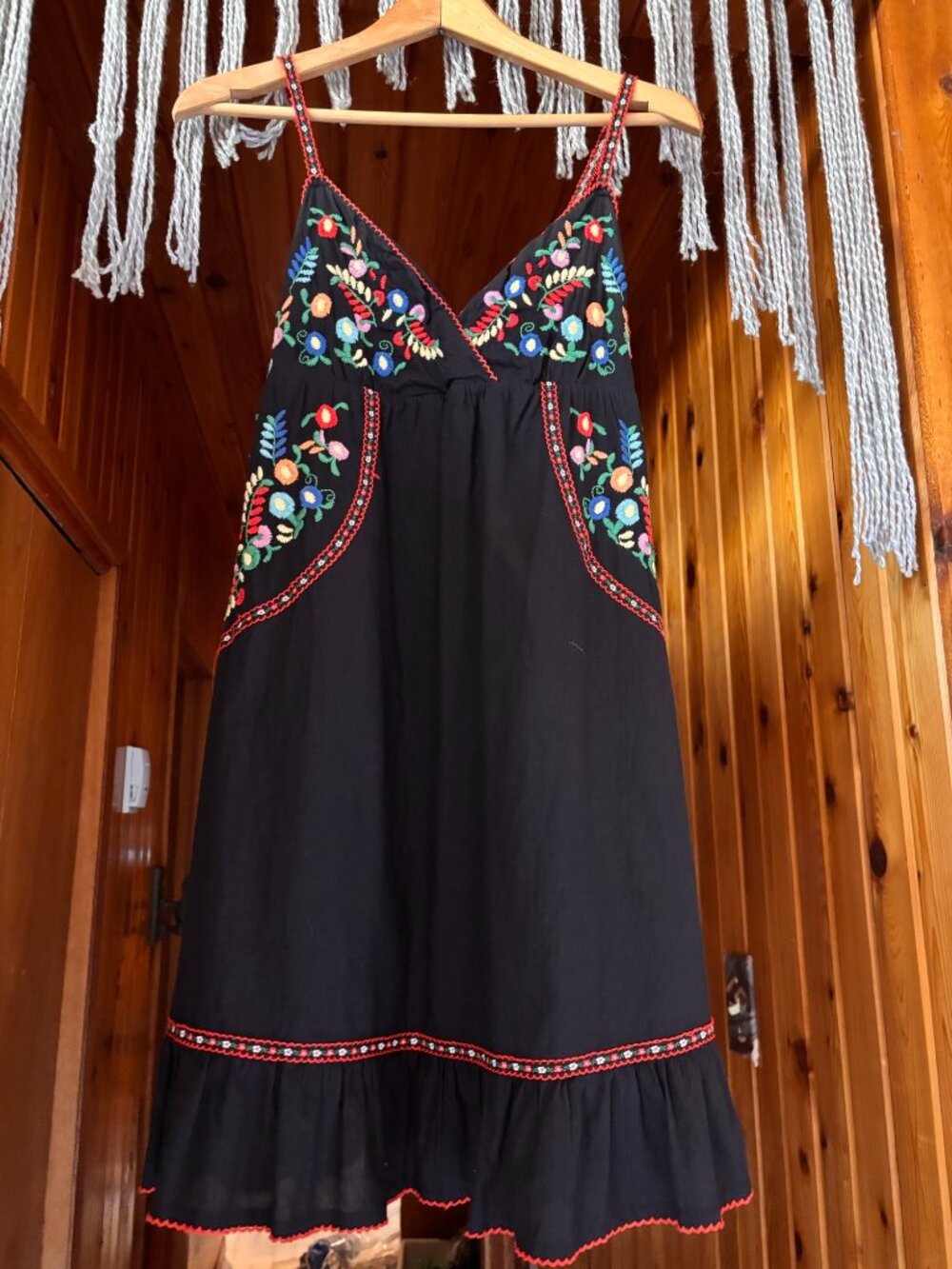 Embroidered Black Dress